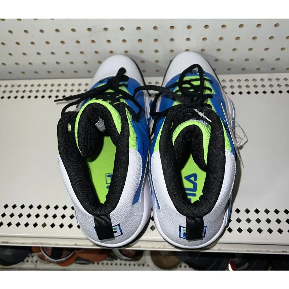 FILA MB Mens Basketball Shoes Size 9.5 White Blue Neon Green Jamal Mashburn - Picture 2 of 9